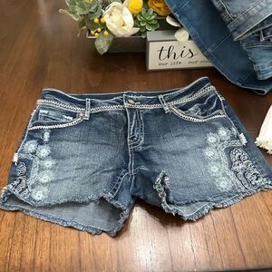 Maurices Blue Jean Shorts with Embroidery